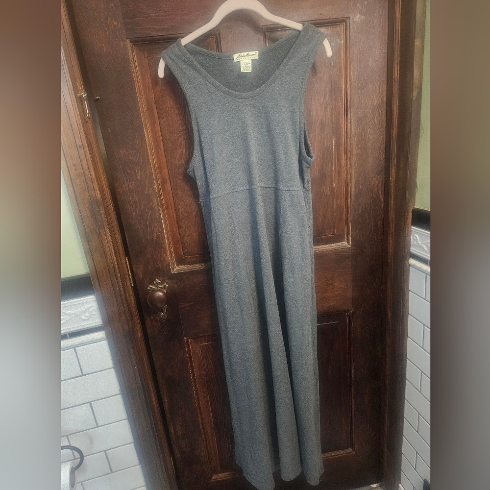 EDDIE BAUER THICK 100% COTTON DRESS/JUMPER.EUC.W/POCKETS!ALL SEASON.RICH GRAY♡